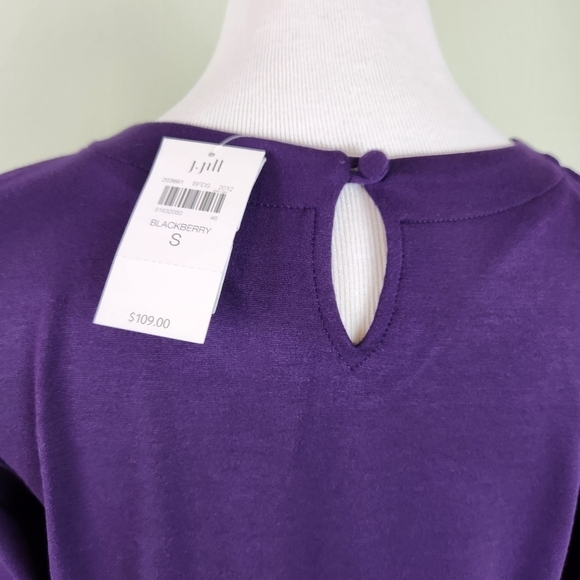 NWT J Jill Ruffle Hem Dress Blackberry Purole Stretch, sz S - Picture 10 of 10
